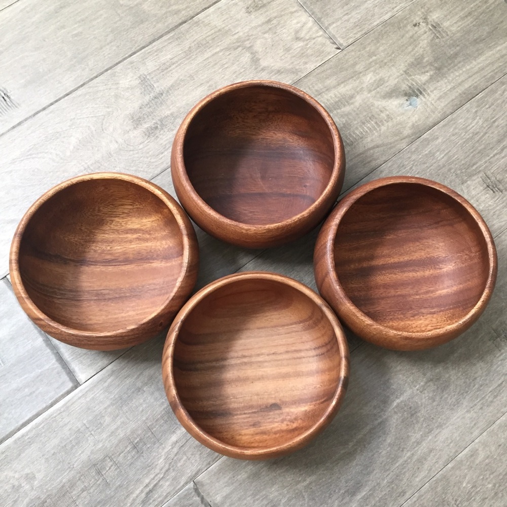 Wood Salad Bowls, Set of 4